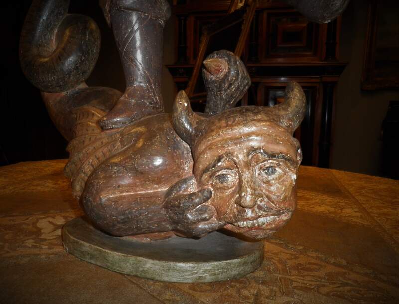 St.Michael and the devil, baroque, Italy | Van de Ven Antiques